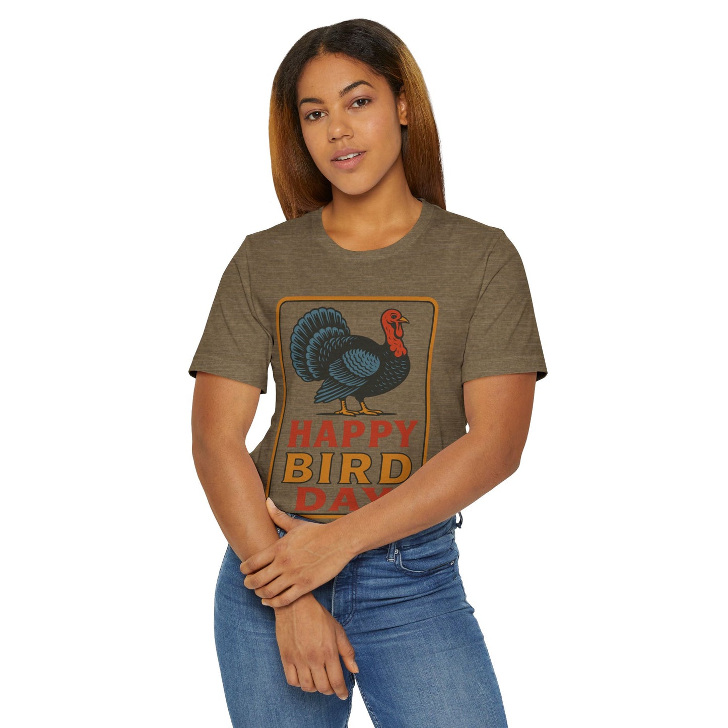 Happy Bird Day Turkey T-Shirt | Thanksgiving Turkey Graphic Tee