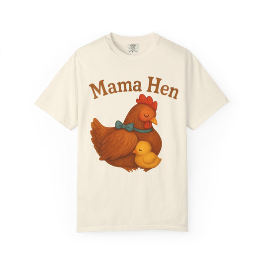 Mama Hen Comfort Colors T-Shirt, Chicken Lover Farm Tee - Unisex Garment-Dyed Shirt, Graphic Hen Tee, Funny Animal Tee, Farm Life Shirt,