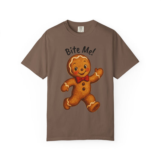 Cute Gingerbread Cookie T-Shirt | Retro Holiday Baking Graphic, Comfort Colors, Bite Me