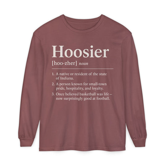Hoosier Definition Comfort Colors Long Sleeve T-Shirt - Indiana Lover Gift, Vintage Graphic Tee, Retro Apparel, State Pride Clothing, Soft