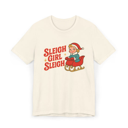 Sleigh Girl Sleigh T-Shirt | Vintage Elf on Sleigh Christmas Shirt