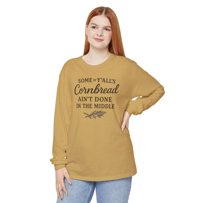 Cornbread Lovers Long Sleeve Tee, Funny Gift for Foodies, Cozy Casual Style, Perfect for Thanksgiving or BBQ, Southern humor