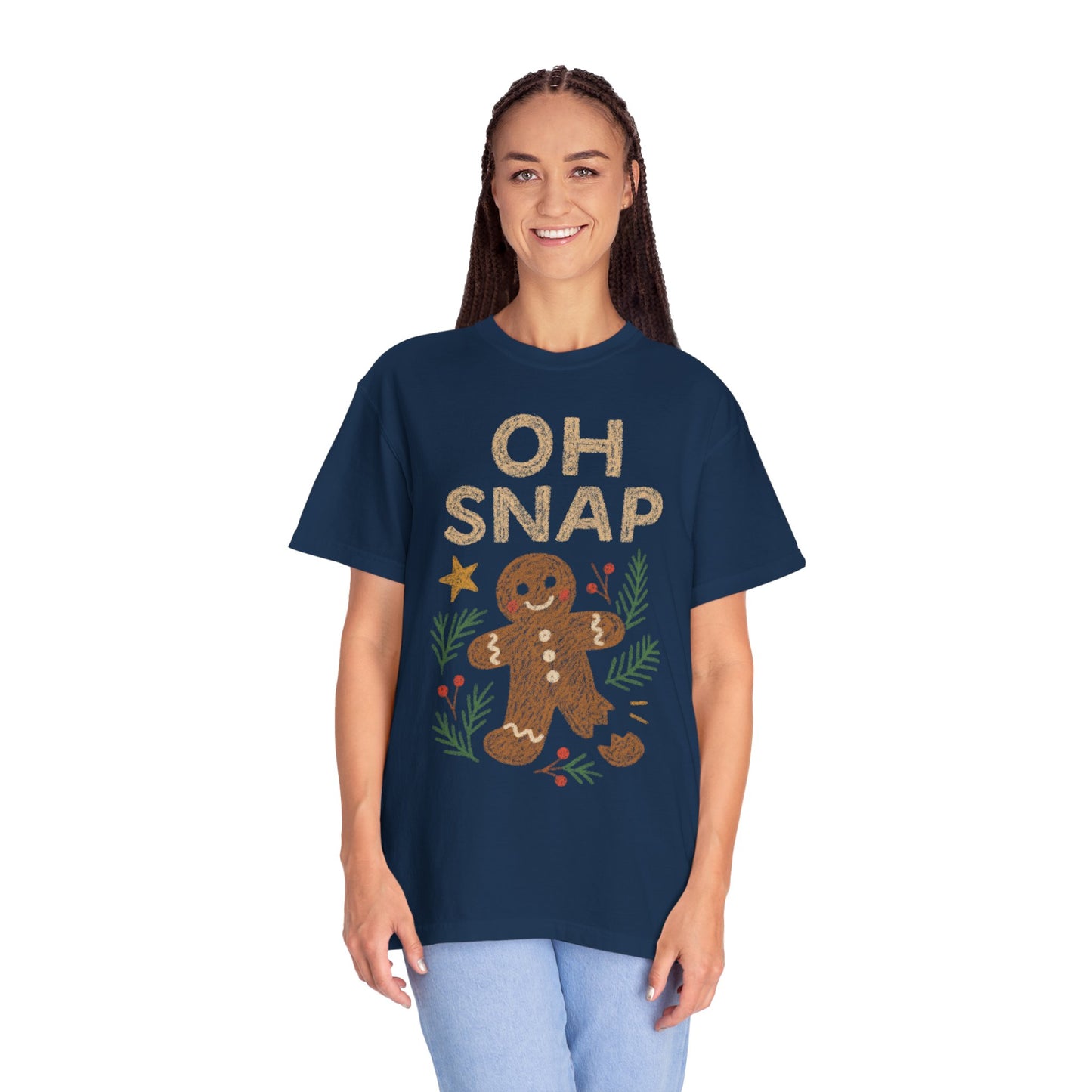 Oh Snap Gingerbread T-Shirt, Comfort Colors Tee, Christmas Shirt, Funny Holiday Top, Unisex Garment-Dyed Shirt