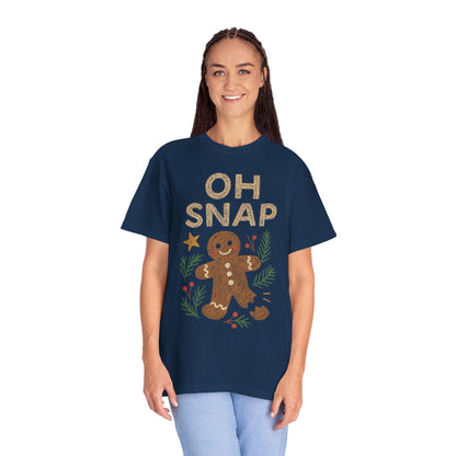 Oh Snap Gingerbread T-Shirt, Comfort Colors Tee, Christmas Shirt, Funny Holiday Top, Unisex Garment-Dyed Shirt