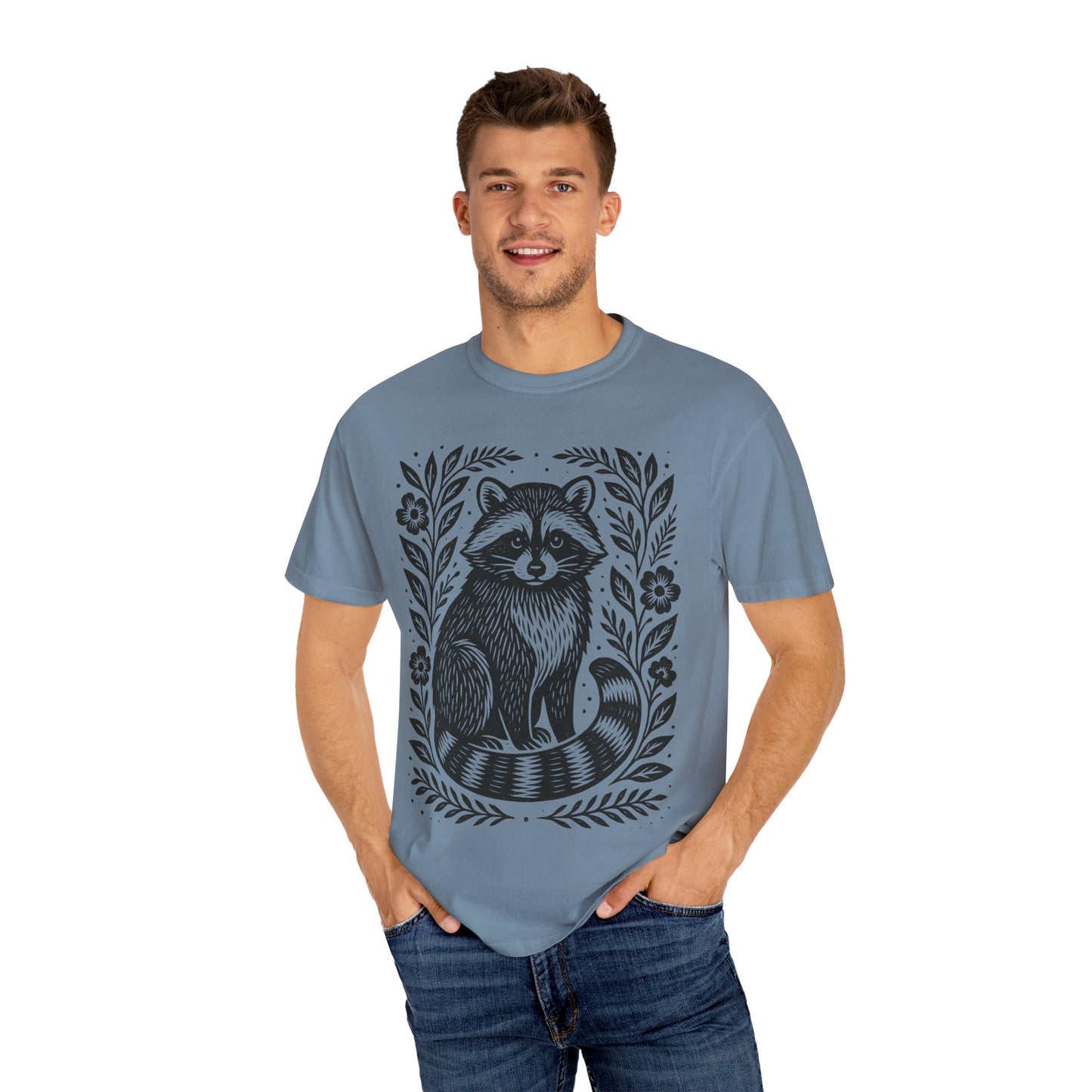 Woodcut Raccoon Illustration T-Shirt | Forest Animal Tee Wildlife lover Comfort Colors T-shirt