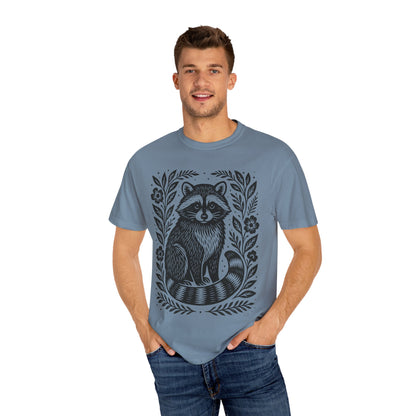 Woodcut Raccoon Illustration T-Shirt | Forest Animal Tee Wildlife lover Comfort Colors T-shirt