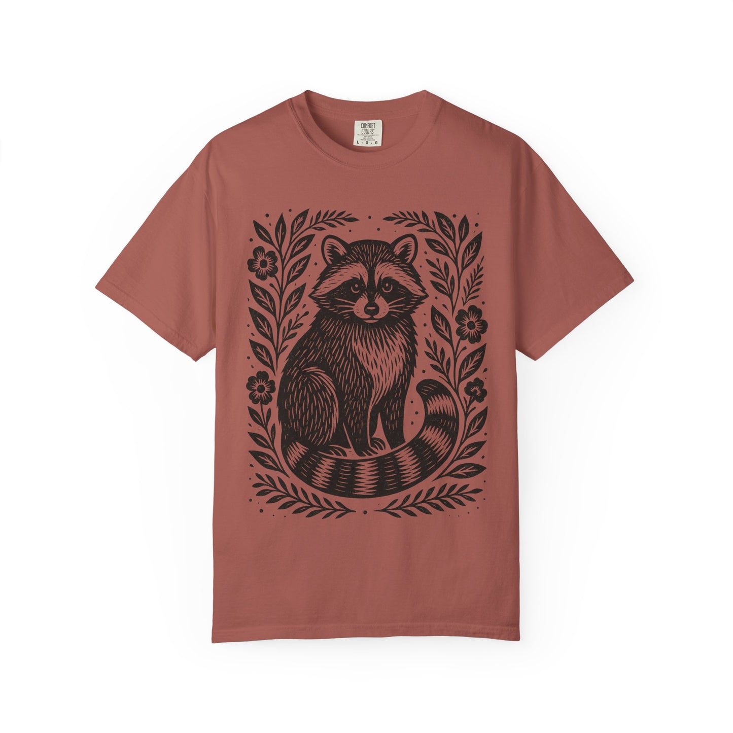 Woodcut Raccoon Illustration T-Shirt | Forest Animal Tee Wildlife lover Comfort Colors T-shirt