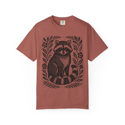 Woodcut Raccoon Illustration T-Shirt | Forest Animal Tee Wildlife lover Comfort Colors T-shirt