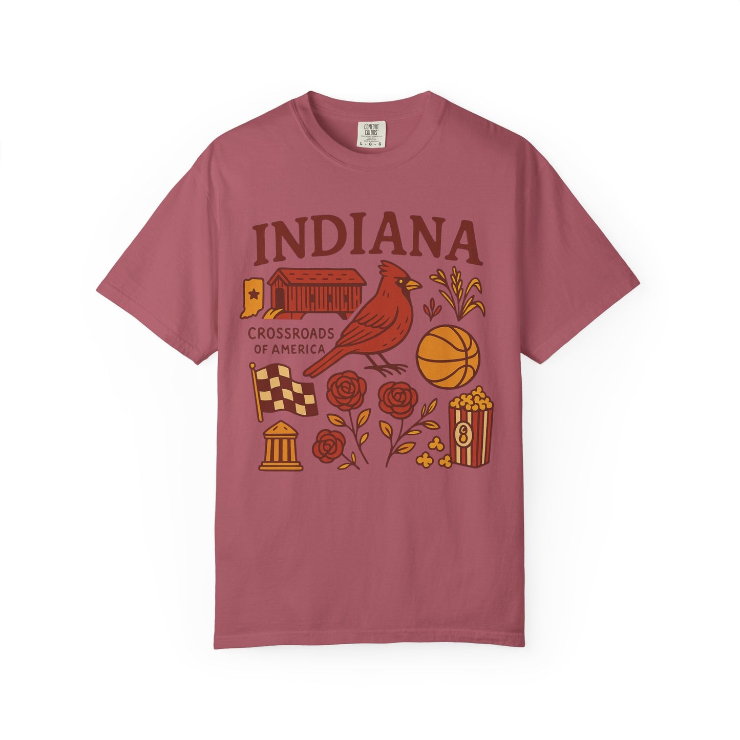 Indiana state symbols Cardinal & Hoosier Icons T-Shirt | Crossroads of America design Comfort Colors