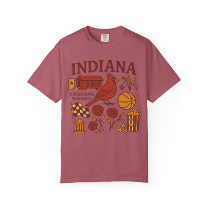 Indiana state symbols Cardinal & Hoosier Icons T-Shirt | Crossroads of America design Comfort Colors