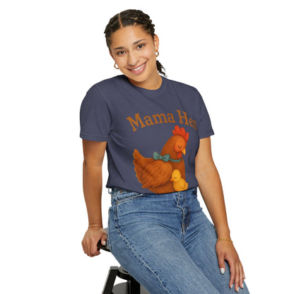 Mama Hen Comfort Colors T-Shirt, Chicken Lover Farm Tee - Unisex Garment-Dyed Shirt, Graphic Hen Tee, Funny Animal Tee, Farm Life Shirt,