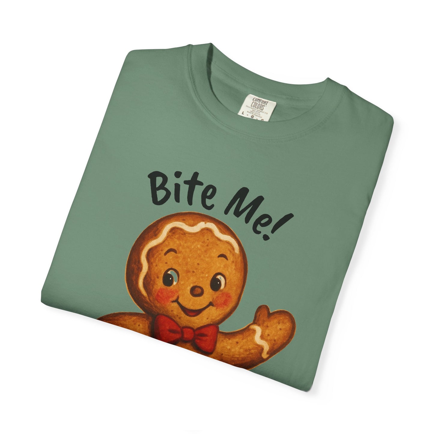 Cute Gingerbread Cookie T-Shirt | Retro Holiday Baking Graphic, Comfort Colors, Bite Me