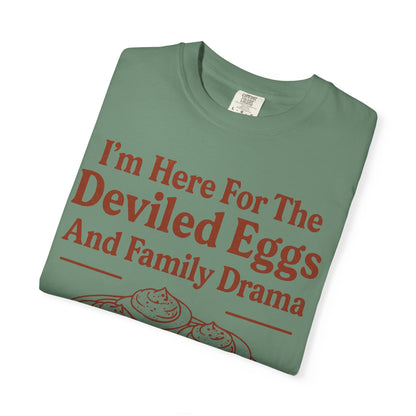 Thanksgiving Deviled Eggs Unisex Garment-Dyed T-shirt, Family Drama Holiday Tee, Funny Turkey Day Shirt, Fall Comfort Colors tshirt