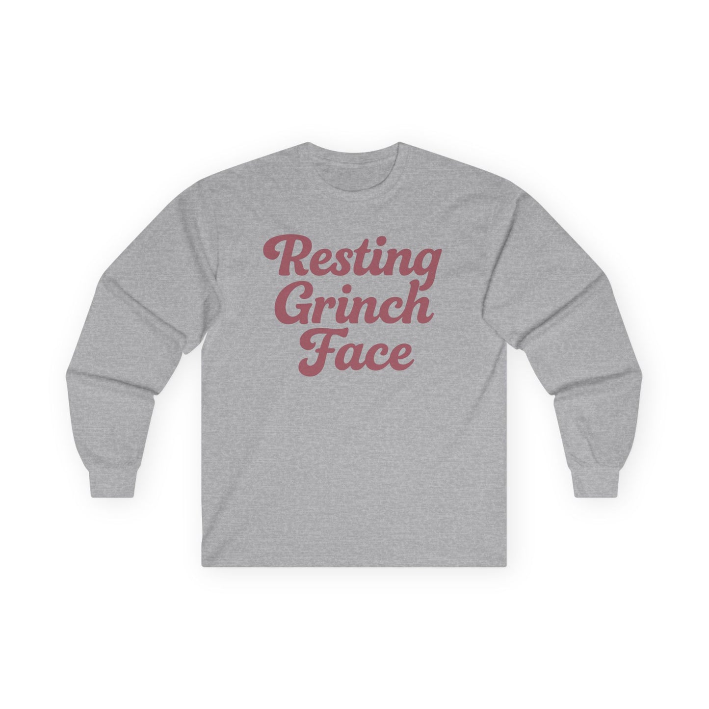 Resting Grinch Face Tee, Christmas Gift Shirt for Adults, Funny Holiday Graphic Top, Xmas Long Sleeve Tshirt, Unisex Cotton Apparel, Grinch