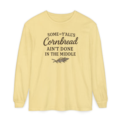 Cornbread Lovers Long Sleeve Tee, Funny Gift for Foodies, Cozy Casual Style, Perfect for Thanksgiving or BBQ, Southern humor