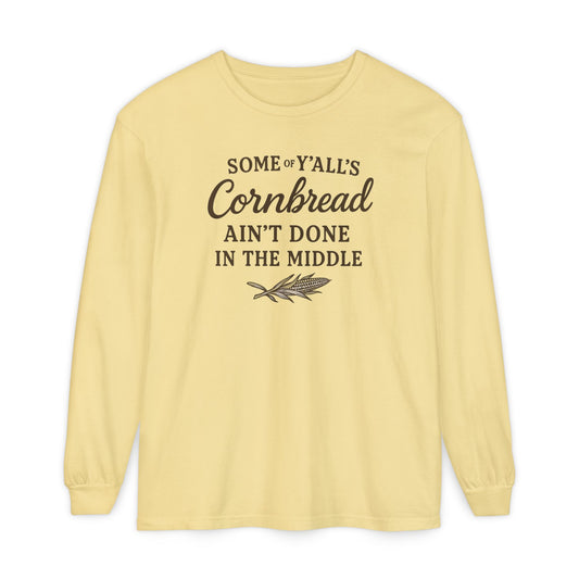 Cornbread Lovers Long Sleeve Tee, Funny Gift for Foodies, Cozy Casual Style, Perfect for Thanksgiving or BBQ, Southern humor