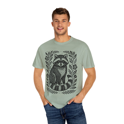 Woodcut Raccoon Illustration T-Shirt | Forest Animal Tee Wildlife lover Comfort Colors T-shirt