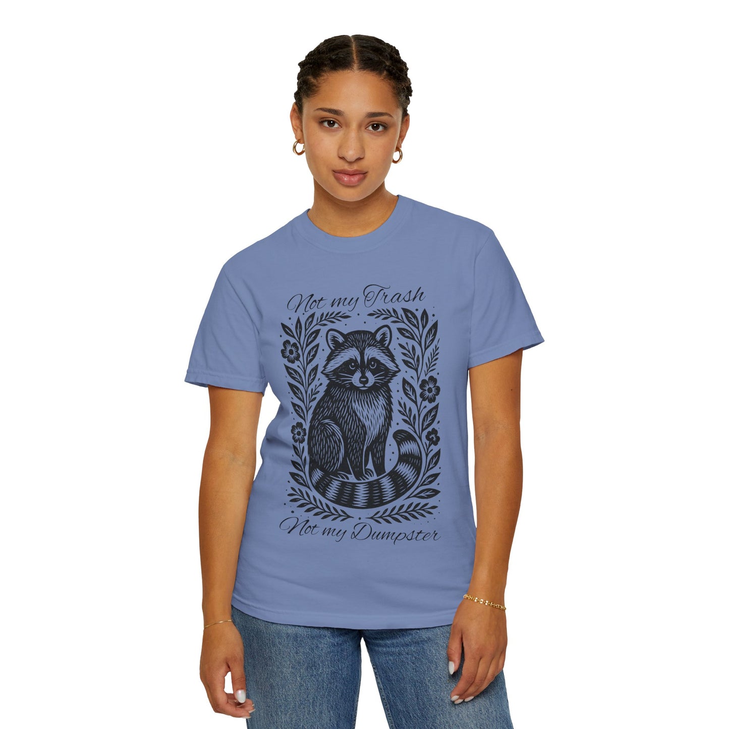 Woodcut Raccoon Illustration T-Shirt | Forest Animal Tee, Wildlife lover Comfort Colors T-shirt, Not my Trash Funny shirt