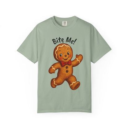 Cute Gingerbread Cookie T-Shirt | Retro Holiday Baking Graphic, Comfort Colors, Bite Me