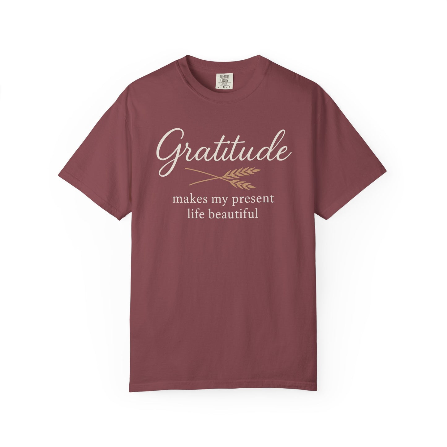 Gratitude script quote T-Shirt | Gratitude makes my present life beautiful, Comfort Colors
