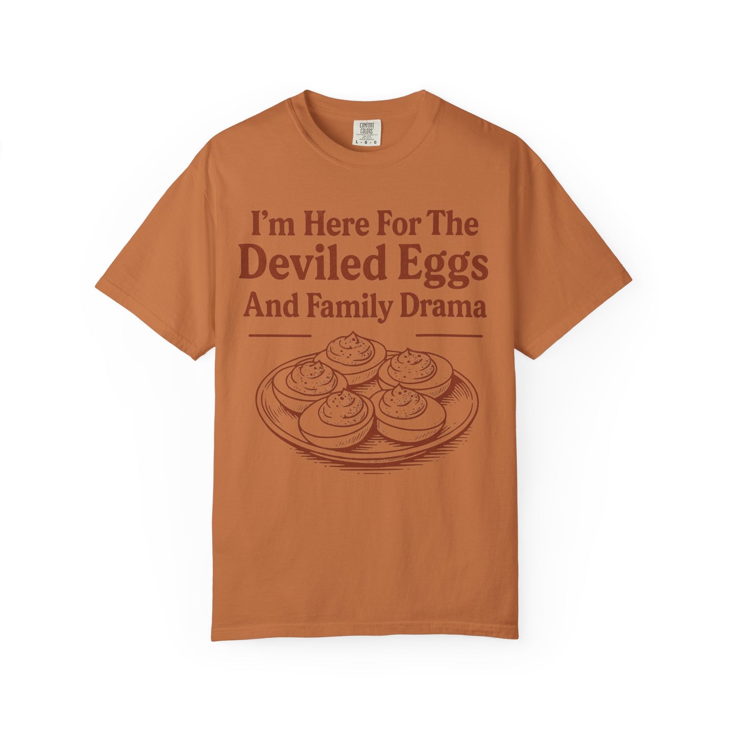 Thanksgiving Deviled Eggs Unisex Garment-Dyed T-shirt, Family Drama Holiday Tee, Funny Turkey Day Shirt, Fall Comfort Colors tshirt