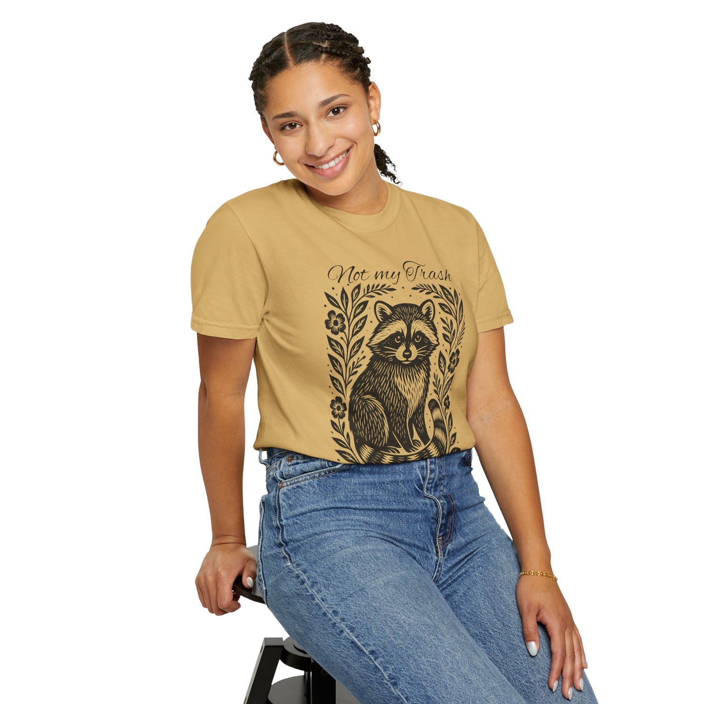 Woodcut Raccoon Illustration T-Shirt | Forest Animal Tee, Wildlife lover Comfort Colors T-shirt, Not my Trash Funny shirt