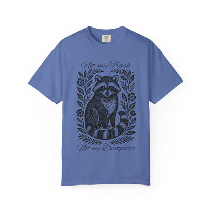 Woodcut Raccoon Illustration T-Shirt | Forest Animal Tee, Wildlife lover Comfort Colors T-shirt, Not my Trash Funny shirt