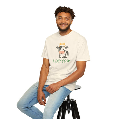 Holy Cow cartoon cow with halo T-Shirt | Cute farm animal tee Comfort Colors t-shirt
