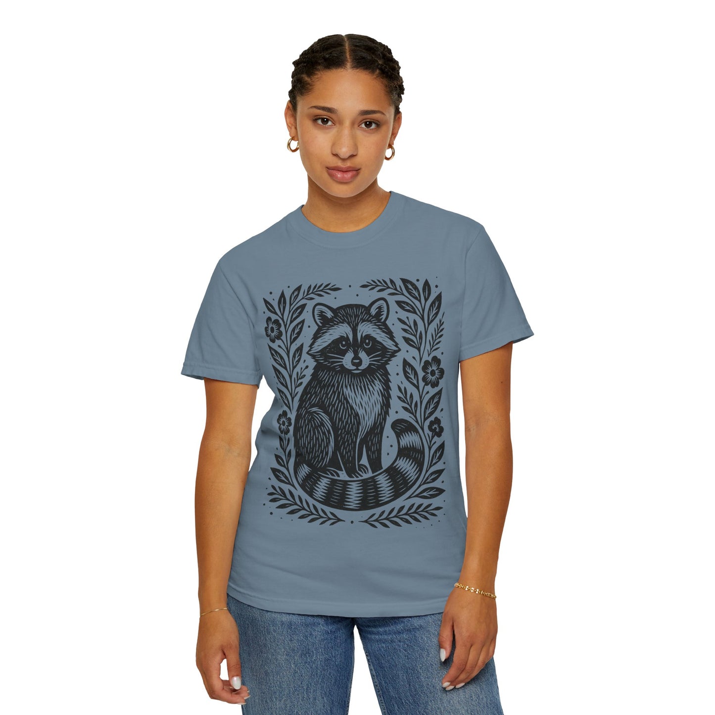 Woodcut Raccoon Illustration T-Shirt | Forest Animal Tee Wildlife lover Comfort Colors T-shirt