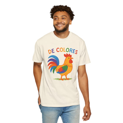 De Colores Comfort Colors Rooster T-shirt, Colorful Unisex Tee, Vibrant Rooster Shirt, Rainbow Chicken Top, Chicken Lover Gift