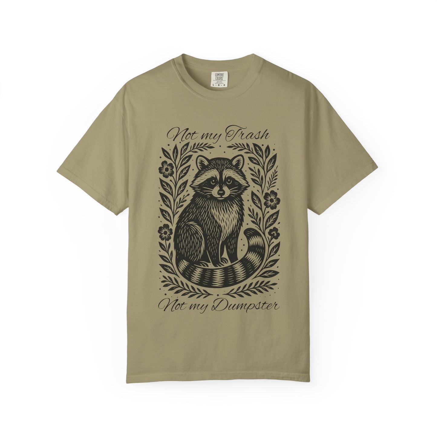 Woodcut Raccoon Illustration T-Shirt | Forest Animal Tee, Wildlife lover Comfort Colors T-shirt, Not my Trash Funny shirt