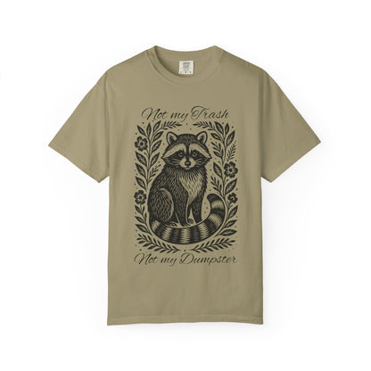 Woodcut Raccoon Illustration T-Shirt | Forest Animal Tee, Wildlife lover Comfort Colors T-shirt, Not my Trash Funny shirt