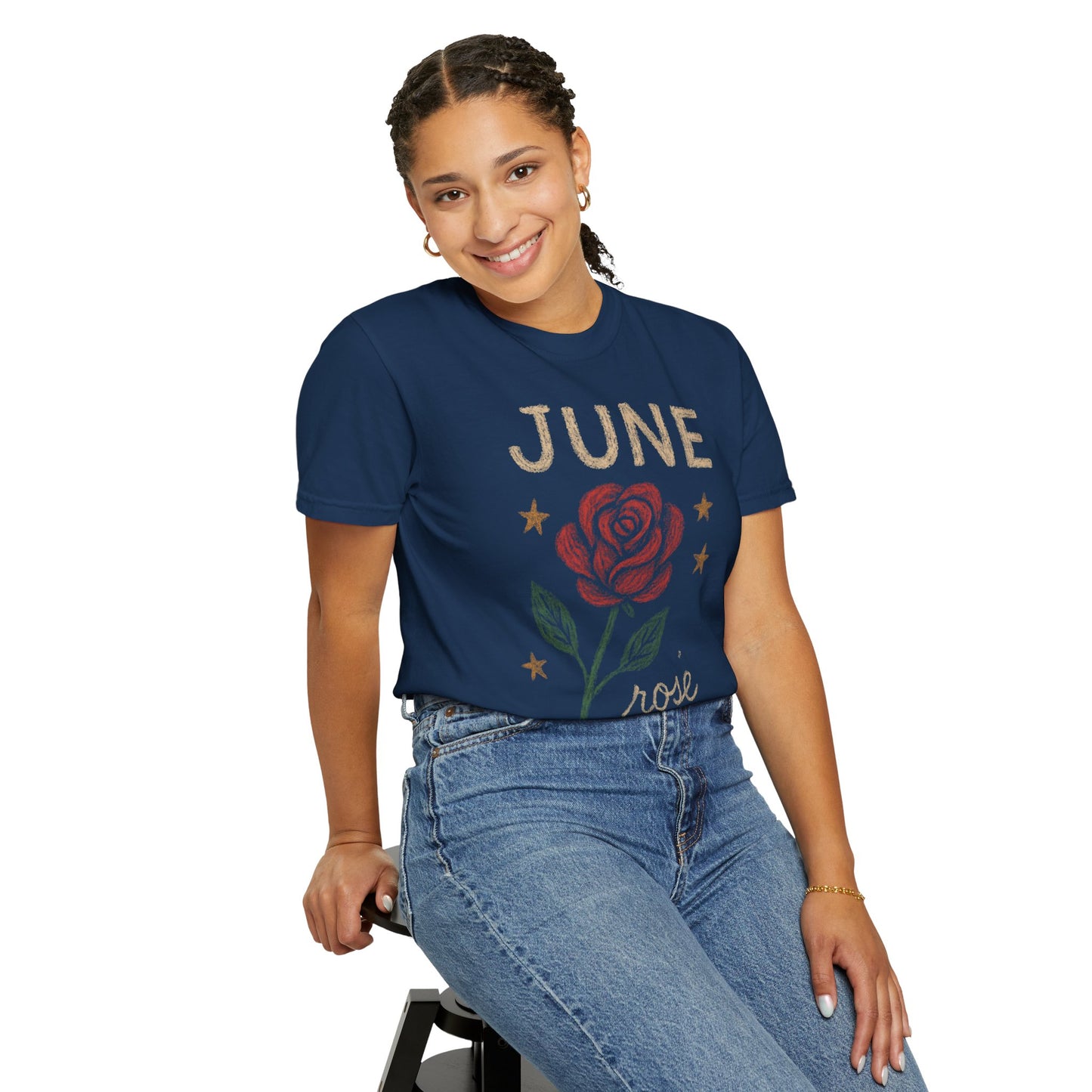 June Rose tee | Rose illustration T-Shirt, June birth month floral design Comfort Colors Tee