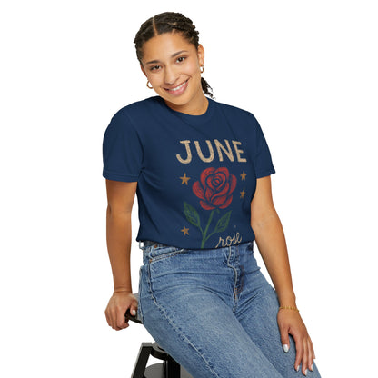 June Rose tee | Rose illustration T-Shirt, June birth month floral design Comfort Colors Tee