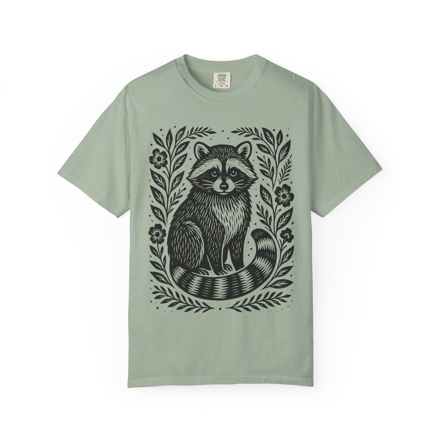 Woodcut Raccoon Illustration T-Shirt | Forest Animal Tee Wildlife lover Comfort Colors T-shirt