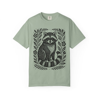 Woodcut Raccoon Illustration T-Shirt | Forest Animal Tee Wildlife lover Comfort Colors T-shirt