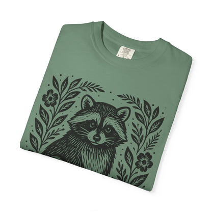 Woodcut Raccoon Illustration T-Shirt | Forest Animal Tee Wildlife lover Comfort Colors T-shirt