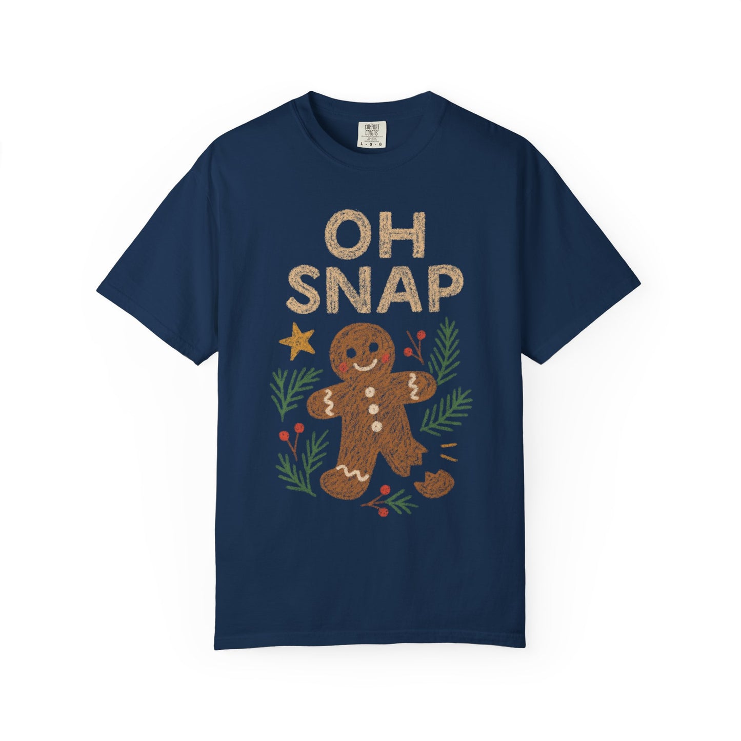 Oh Snap Gingerbread T-Shirt, Comfort Colors Tee, Christmas Shirt, Funny Holiday Top, Unisex Garment-Dyed Shirt