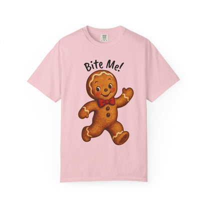 Cute Gingerbread Cookie T-Shirt | Retro Holiday Baking Graphic, Comfort Colors, Bite Me