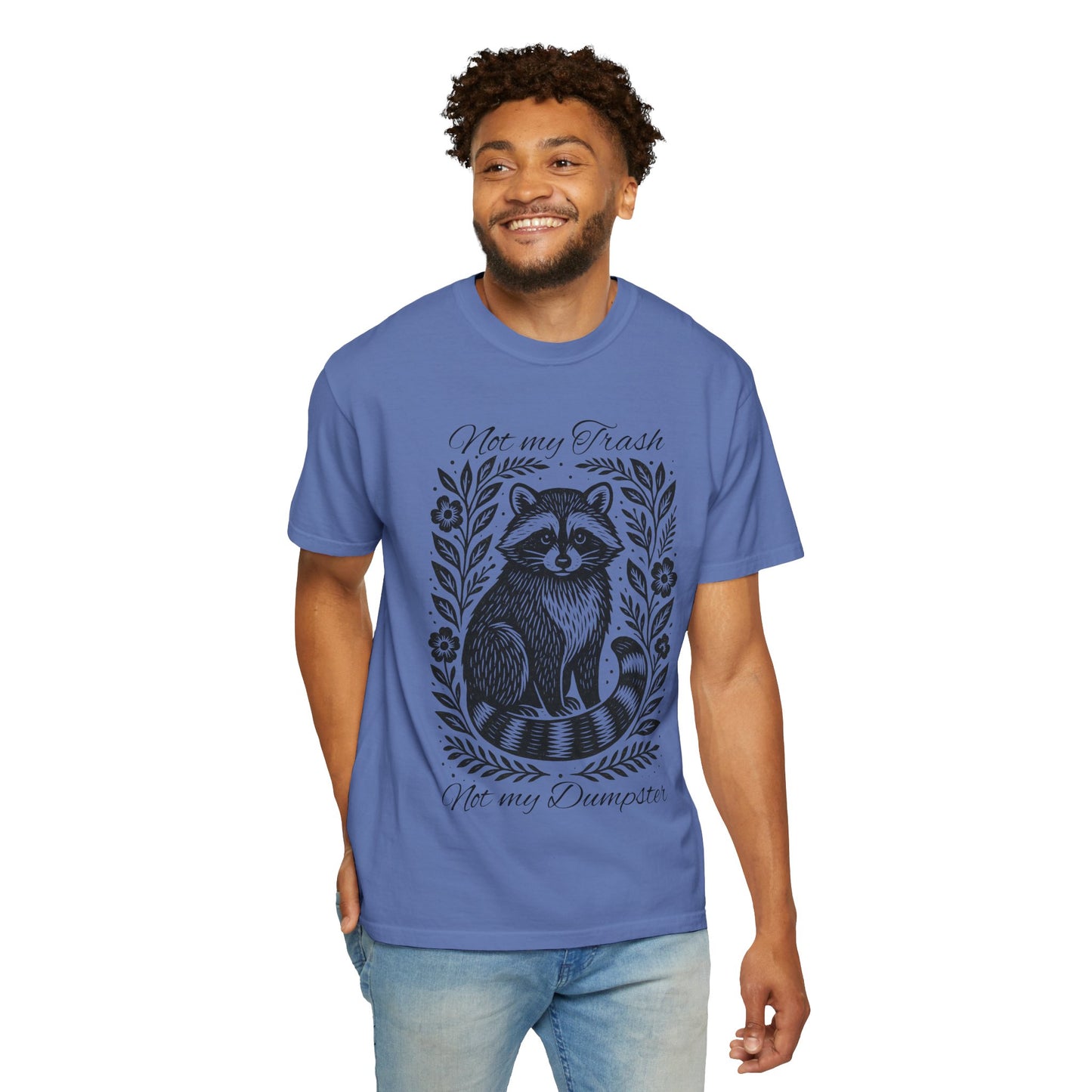 Woodcut Raccoon Illustration T-Shirt | Forest Animal Tee, Wildlife lover Comfort Colors T-shirt, Not my Trash Funny shirt
