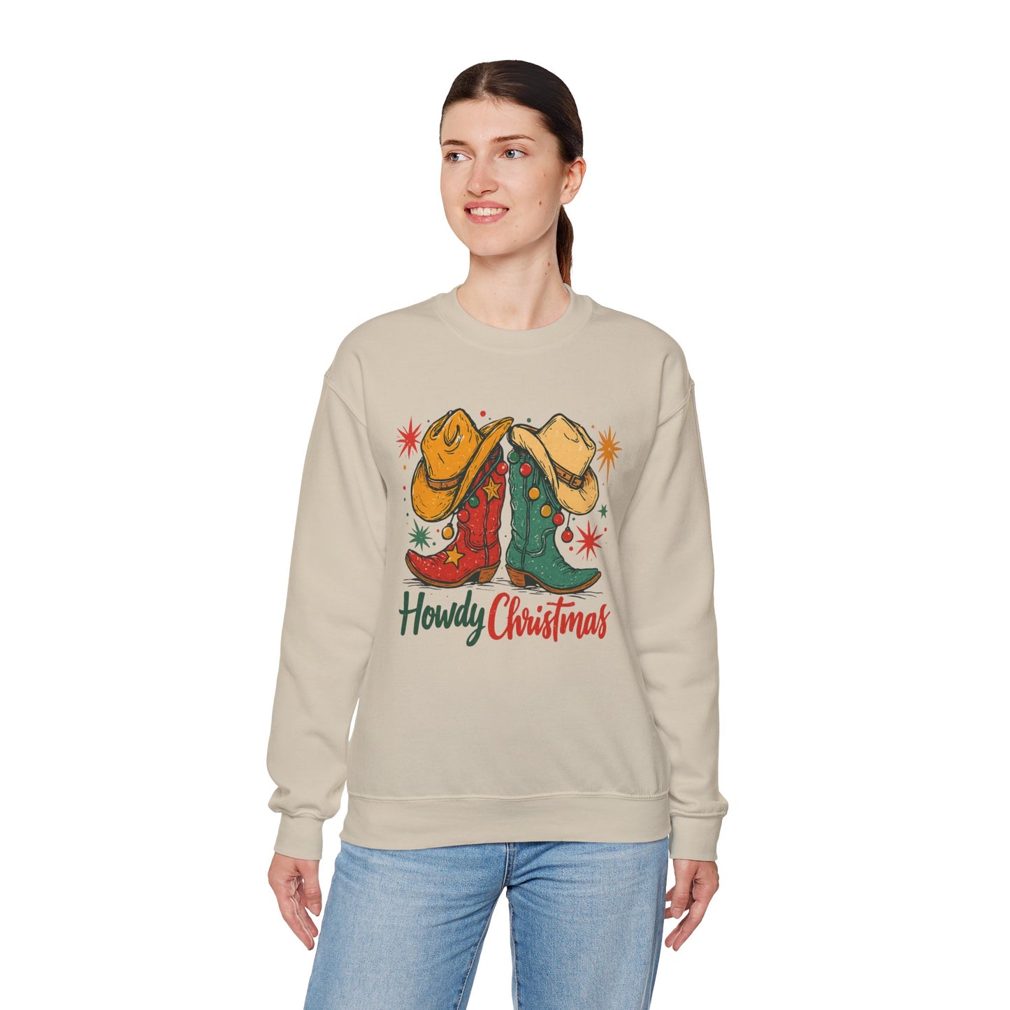 Christmas Cowboy Sweatshirt — “Howdy Christmas” Western Holiday Crewneck