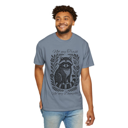 Woodcut Raccoon Illustration T-Shirt | Forest Animal Tee, Wildlife lover Comfort Colors T-shirt, Not my Trash Funny shirt