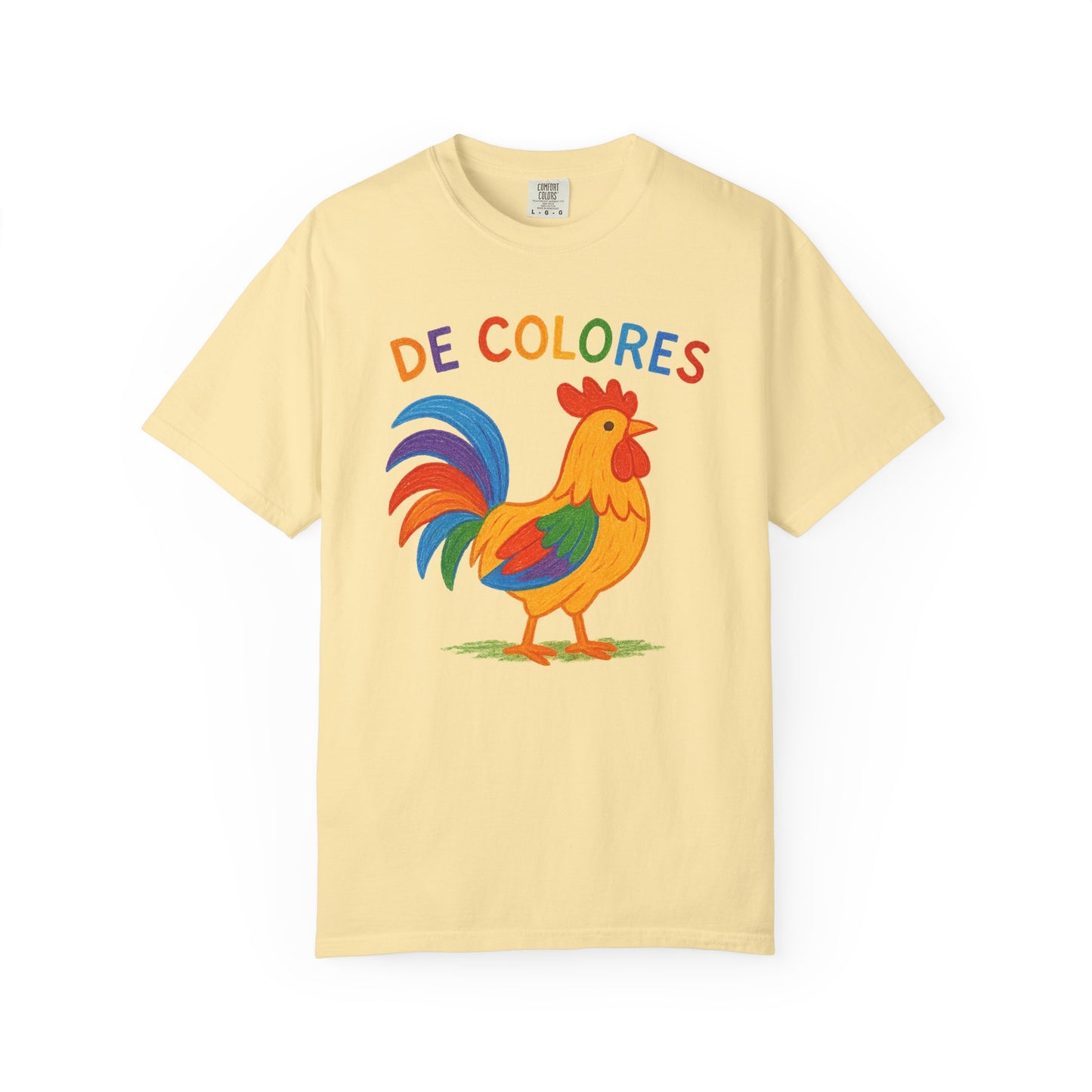 De Colores Comfort Colors Rooster T-shirt, Colorful Unisex Tee, Vibrant Rooster Shirt, Rainbow Chicken Top, Chicken Lover Gift