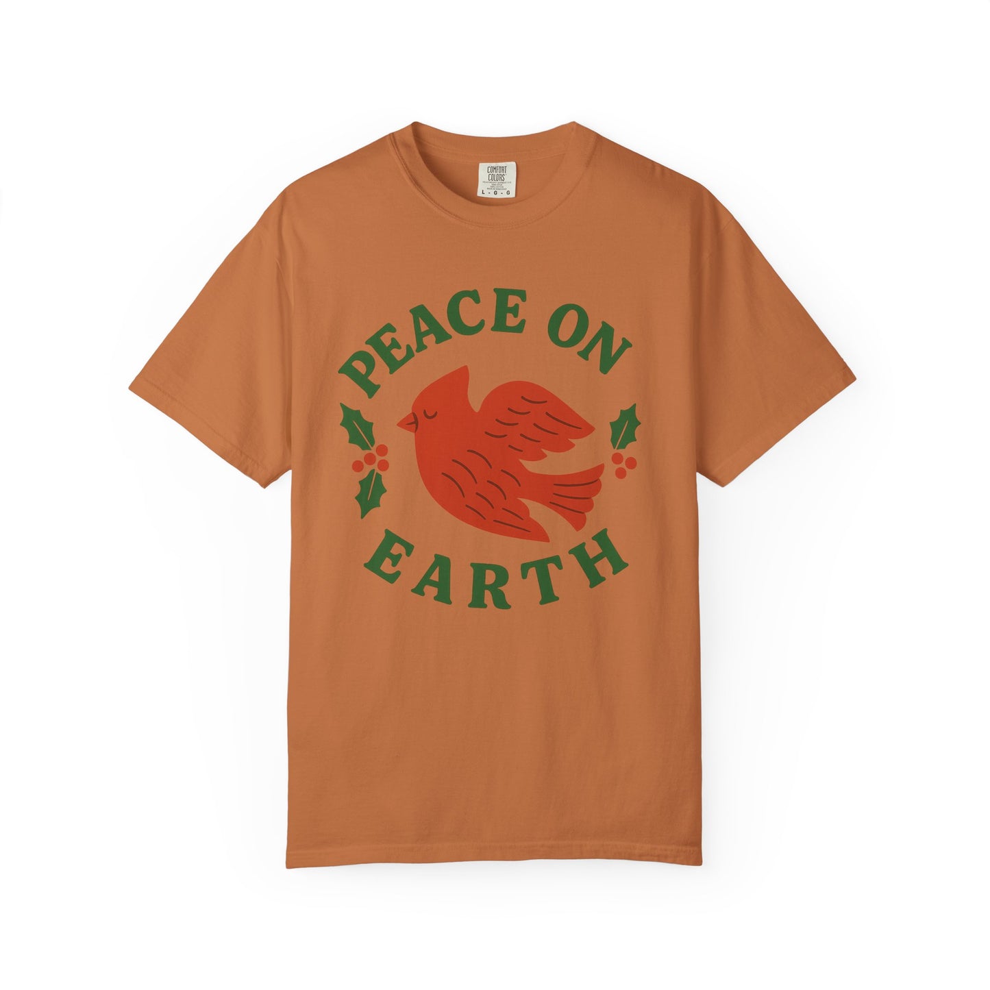 Peace On Earth Dove T-Shirt | Christmas holiday bird typography, Comfort Colors t-shirt