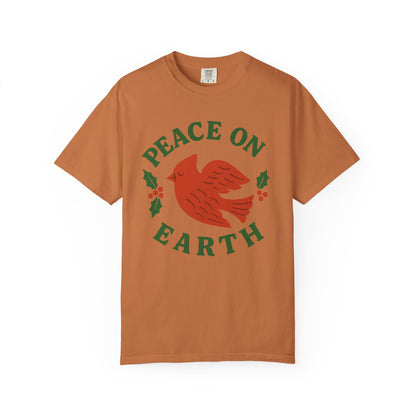 Peace On Earth Dove T-Shirt | Christmas holiday bird typography, Comfort Colors t-shirt