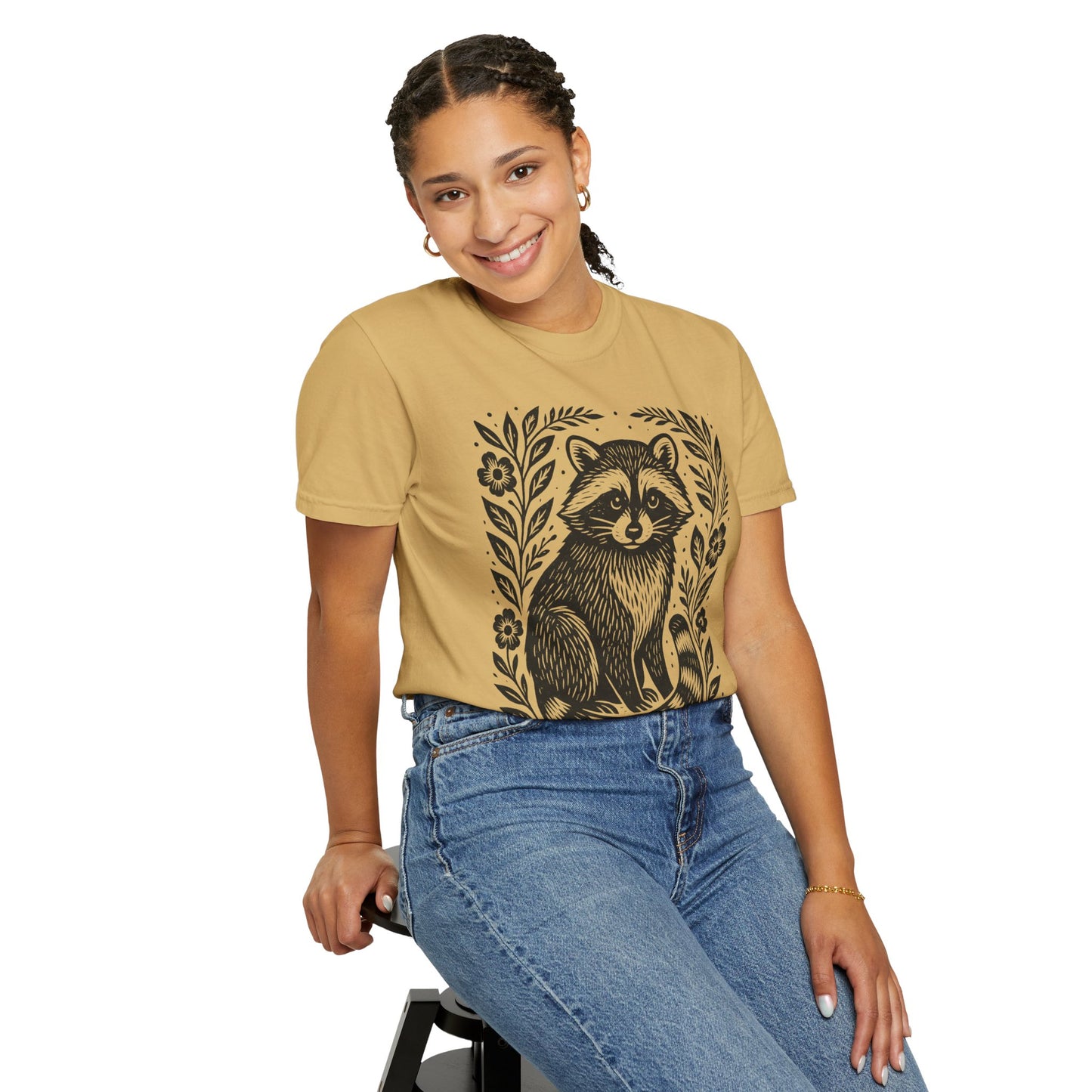 Woodcut Raccoon Illustration T-Shirt | Forest Animal Tee Wildlife lover Comfort Colors T-shirt