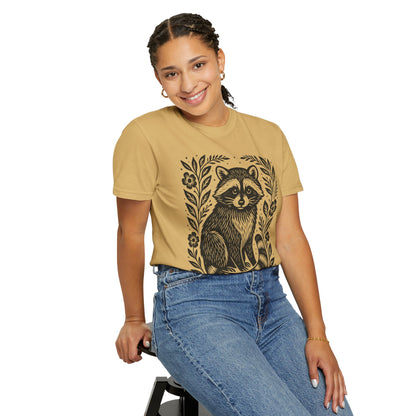 Woodcut Raccoon Illustration T-Shirt | Forest Animal Tee Wildlife lover Comfort Colors T-shirt