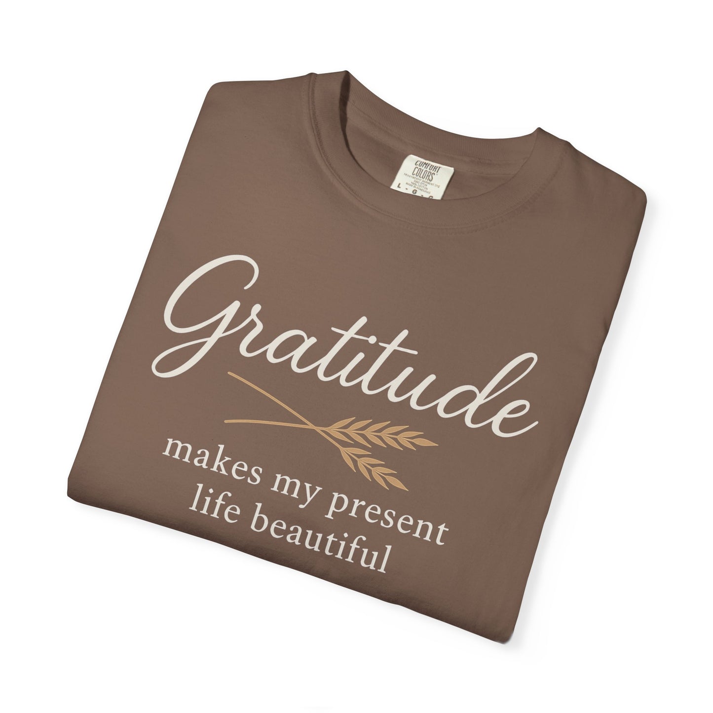 Gratitude script quote T-Shirt | Gratitude makes my present life beautiful, Comfort Colors