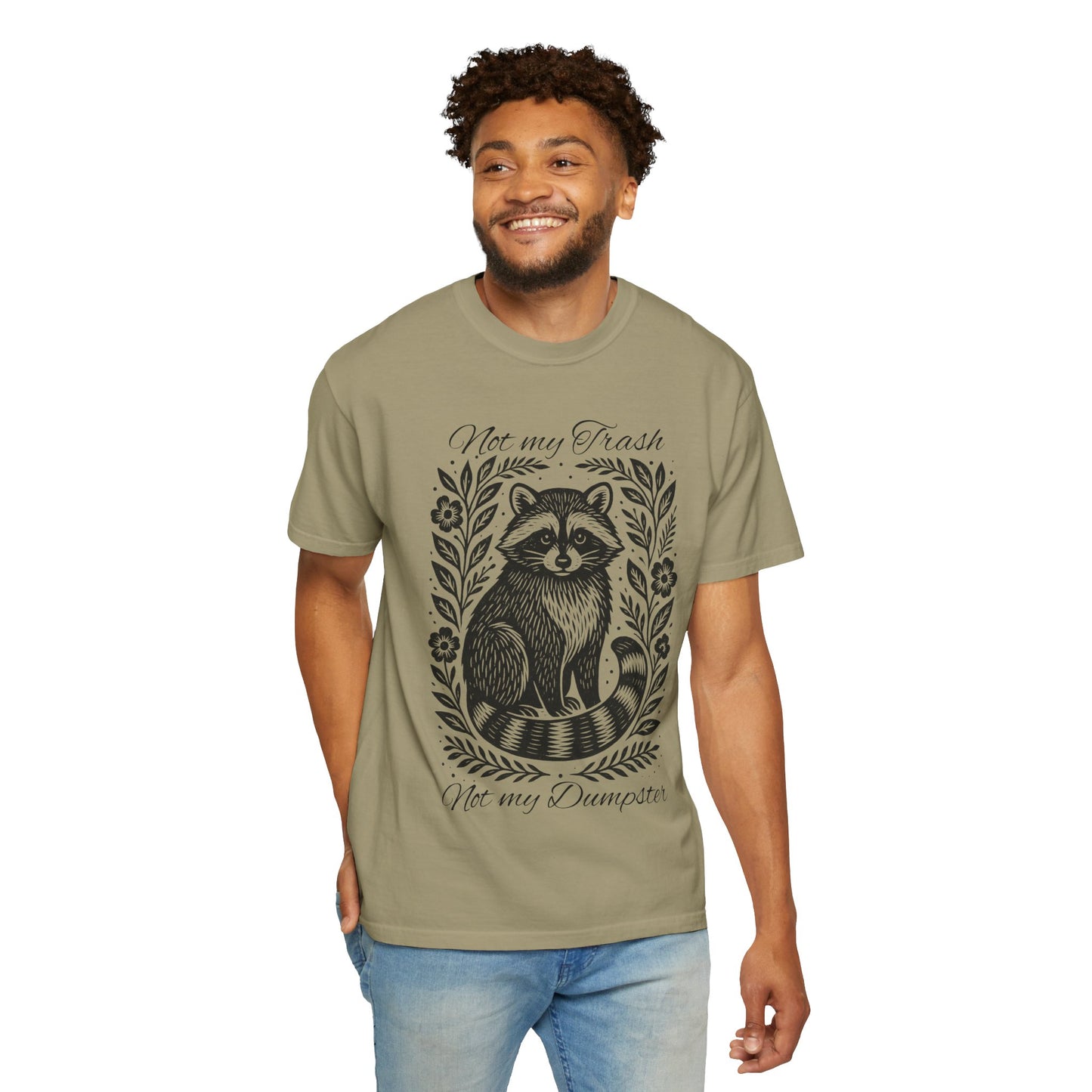 Woodcut Raccoon Illustration T-Shirt | Forest Animal Tee, Wildlife lover Comfort Colors T-shirt, Not my Trash Funny shirt