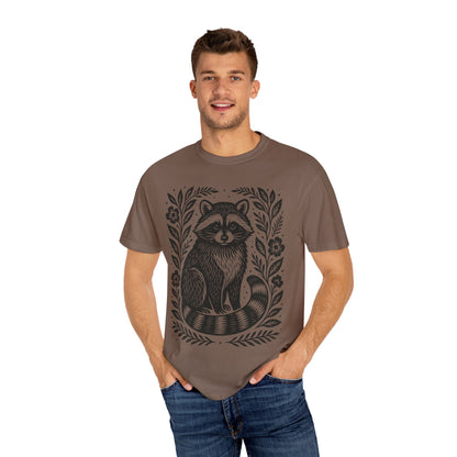 Woodcut Raccoon Illustration T-Shirt | Forest Animal Tee Wildlife lover Comfort Colors T-shirt